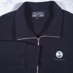 Straight Down Jacket Adult XL Black Full Zip Pebble Beach Diamond Knit Fleece